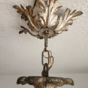Xl Large Vintage Regency Mid Century Louis XV Baroque Rococo Hand Painted Carved Wood 8 Light Chandelier Floral, Italy, Florence 1920 1950
