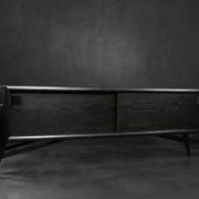 Mid-Century Modern Scandinavian Buffet in Dark Raw Oak with Wooden Handles, 1960s