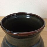 Blue flamed sandstone vase signed