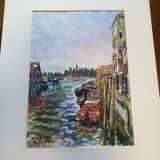 Watercolor Venice signed Rollier