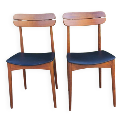 Paire de chaises scandinaves vintage en teck – années 60
