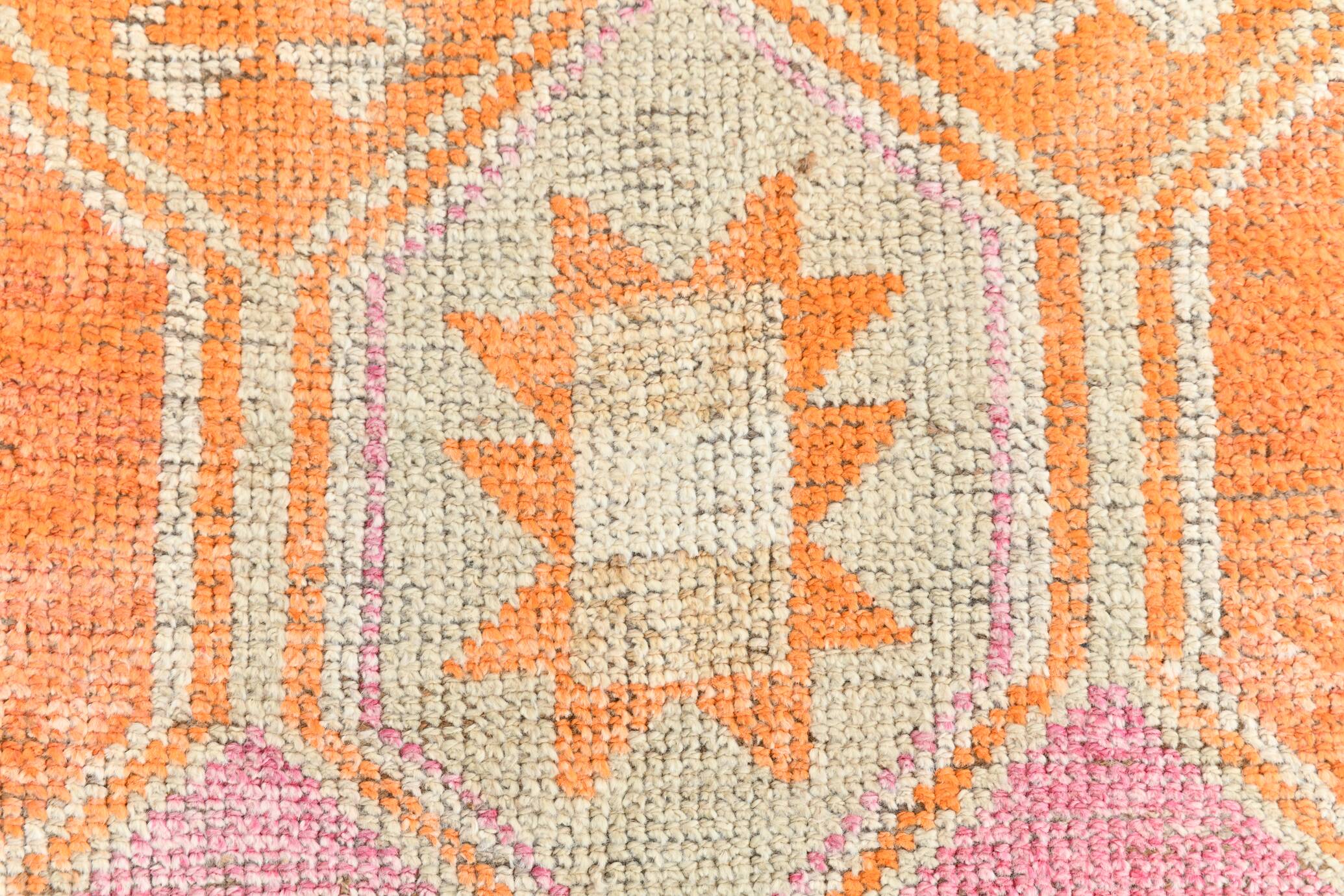 3x13 Pale Orange Vintage Runner Rug, 94x381Cm