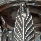 Mustard pot in solid silver and crystal