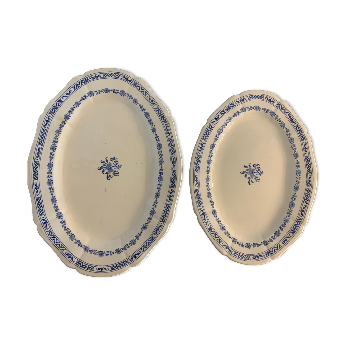 2 oval dishes serving in Gien 1900