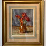 Tableau ancien, nature morte aux giroflées signée Abel Gay (1877-1961)