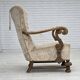 1960s, Danish armchair, beige/brown furniture fabric, carved oak wood.