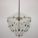Mid-Century Square Clear Glass Pendant by Kamenicky Senov, 1960's