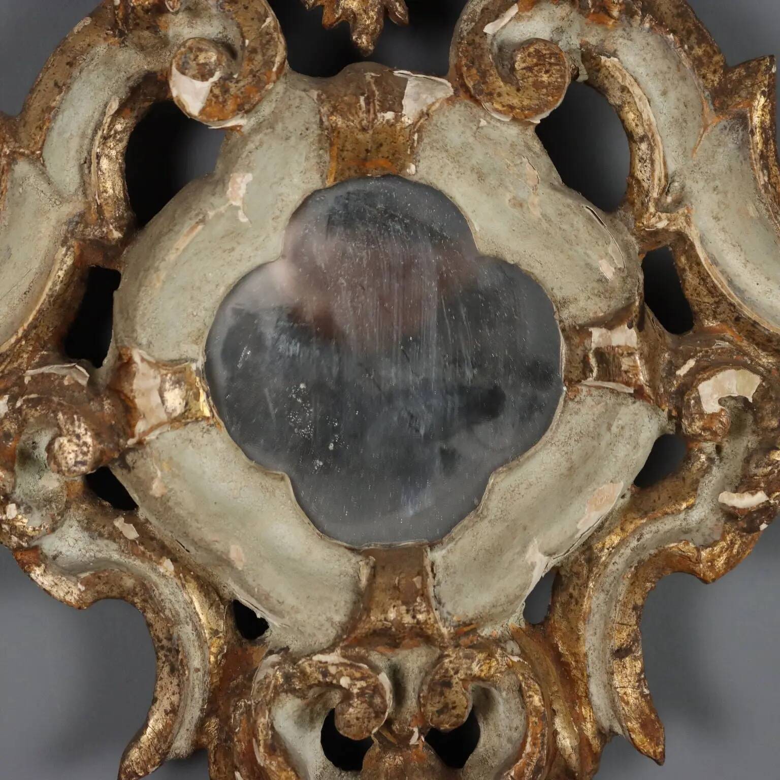 Shelf model with a carved wooden mirror, Baroque style, 19th century.