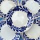 Antique dessert plates Luneville cobalt blue flowers