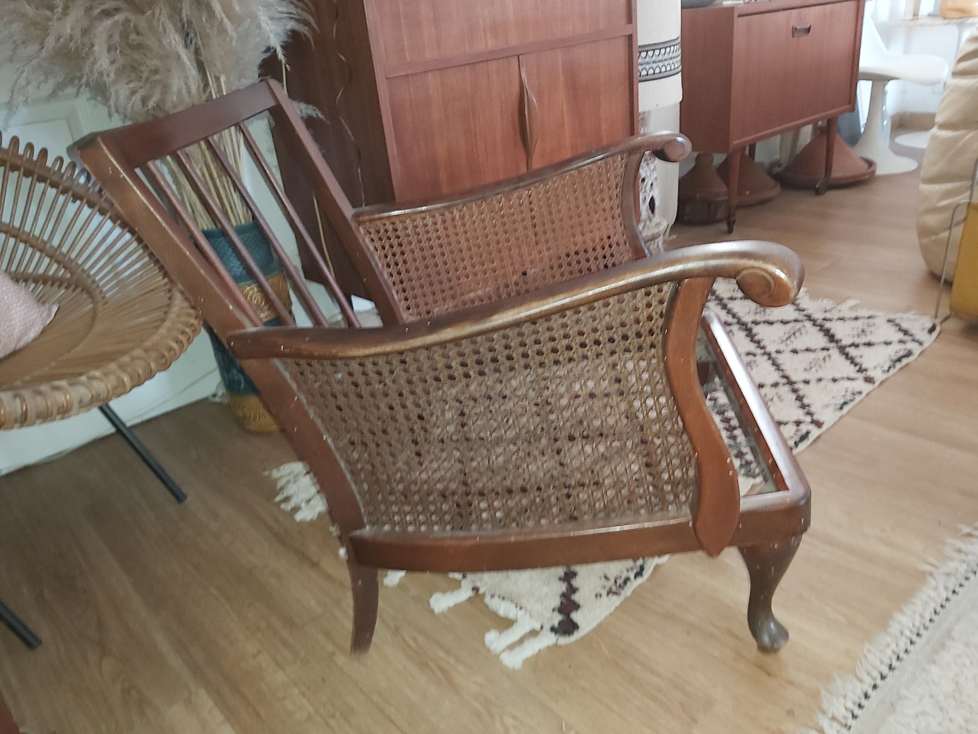 Chippendale wooden and canning armchair