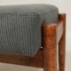 Footrest in vintage style, wooden pouffe, corduroy fabric , Graphite upholstery