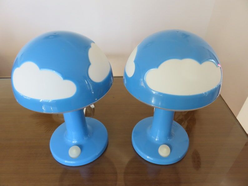 Pair of ikea skojig blue cloud lamps 90s