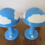Pair of ikea skojig blue cloud lamps 90s