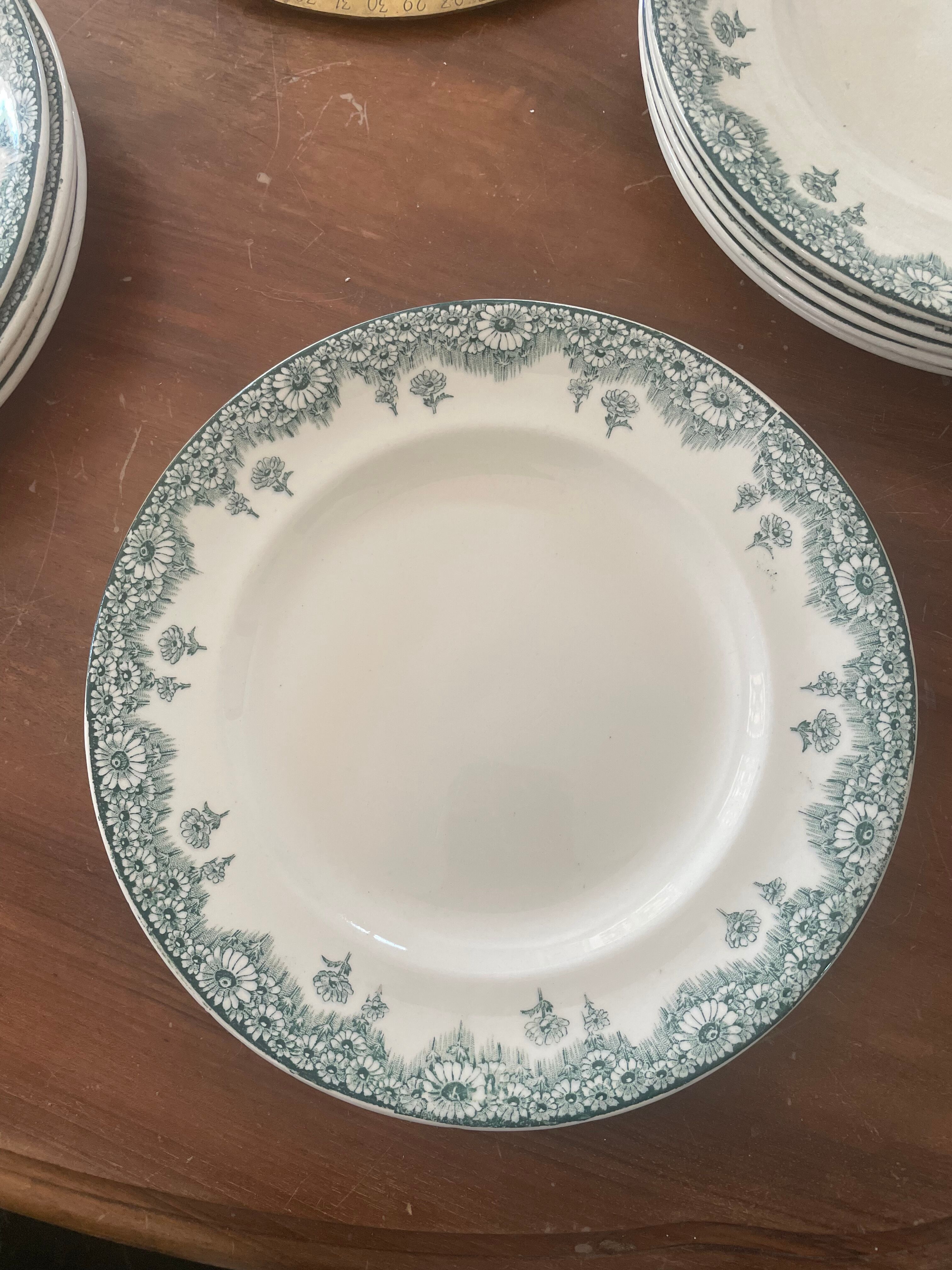 Set of 5 flat plates Terre de fer Longwy
