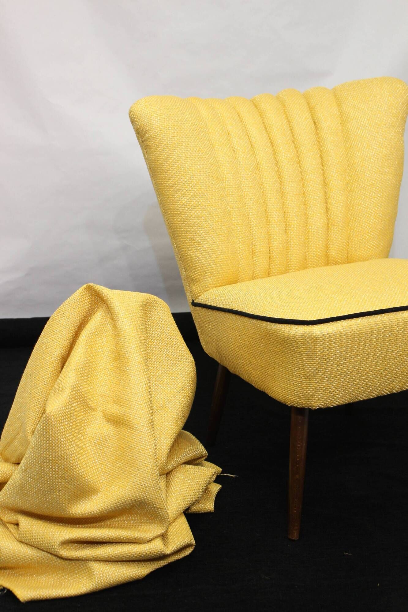 50s vintage cocktail armchair "yellow lelievre fabric