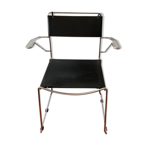 chaise bureau tubulaire - cuir noir