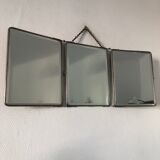 Mirror triptych Barber nickeled vintage 1930 31x77cm