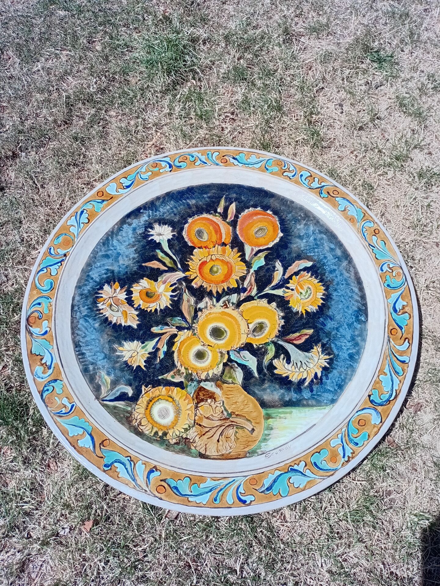 Immense wall plate Elio Schiavon circa 1980