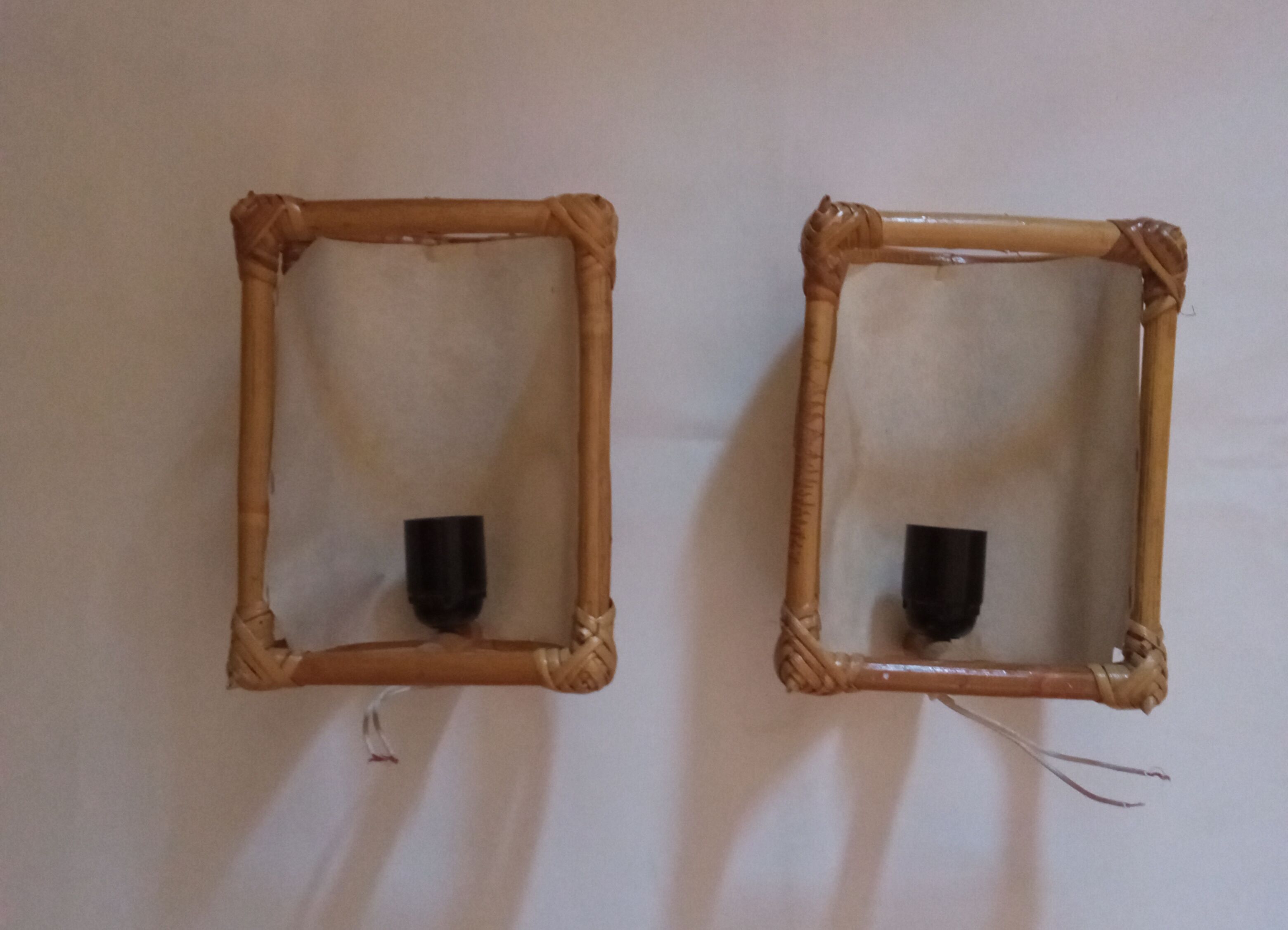 Pair of bamboo sconces