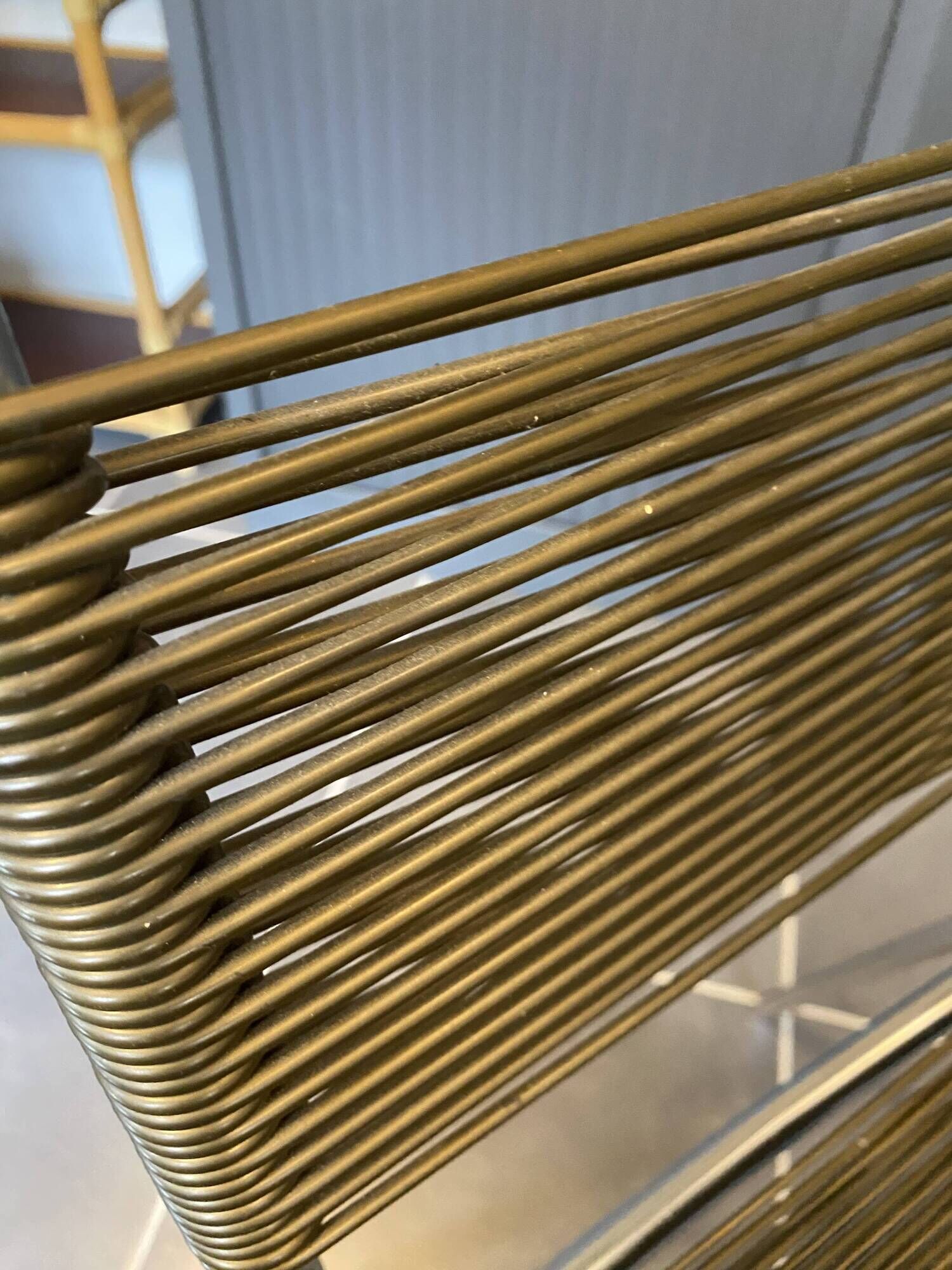 Scoubidou chair or vintage 1960s khaki green chrome spaghetti chair
