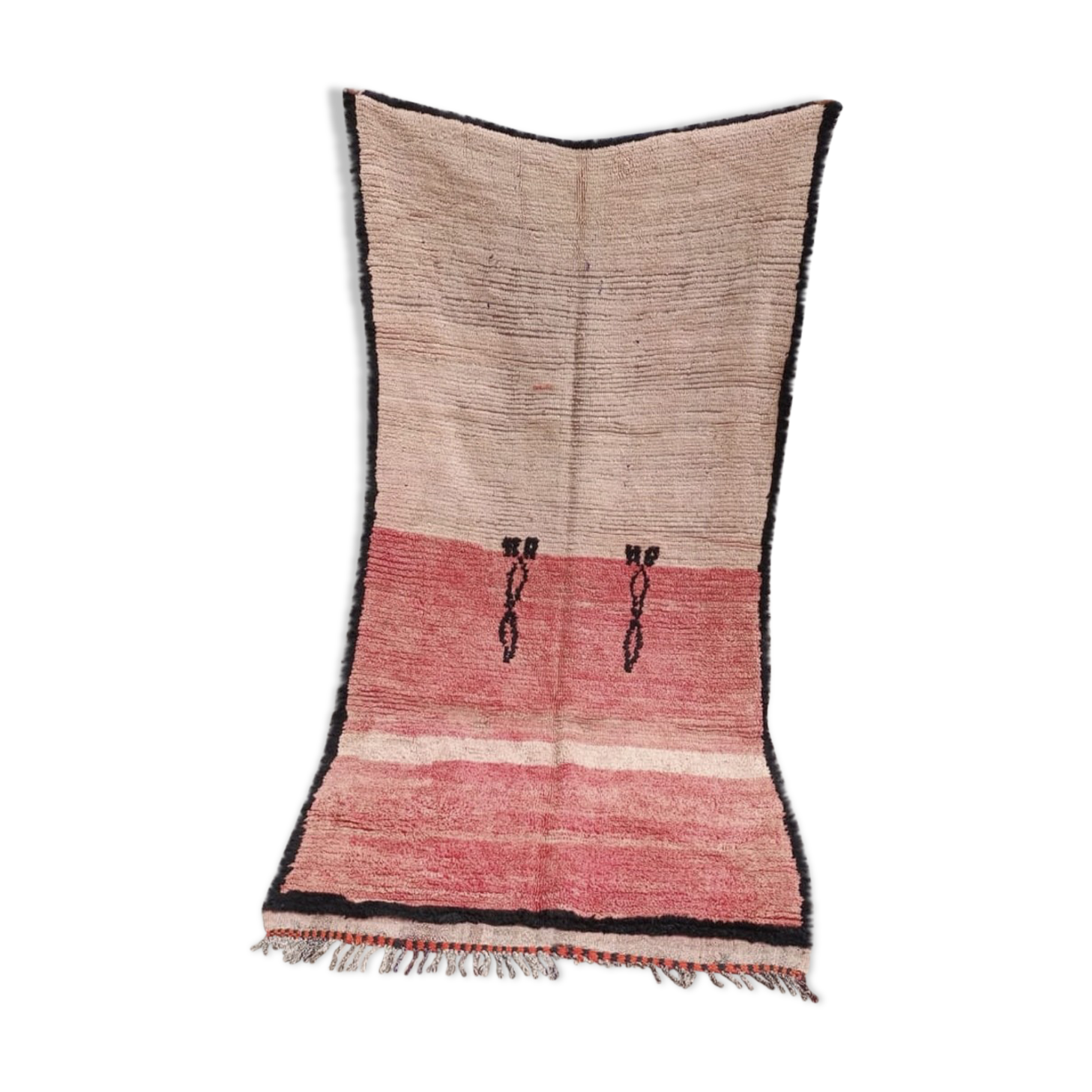 Moroccan carpet boujaad, black and faded pink