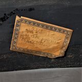 19th century Louis XVI style console table in black and gold with white marble shelf