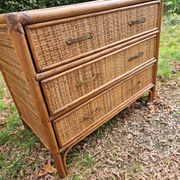 Vintage woven wicker rattan bamboo chest of drawers design 50-60-70