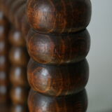 Pair of chairs corner fireplace turned beaded wood