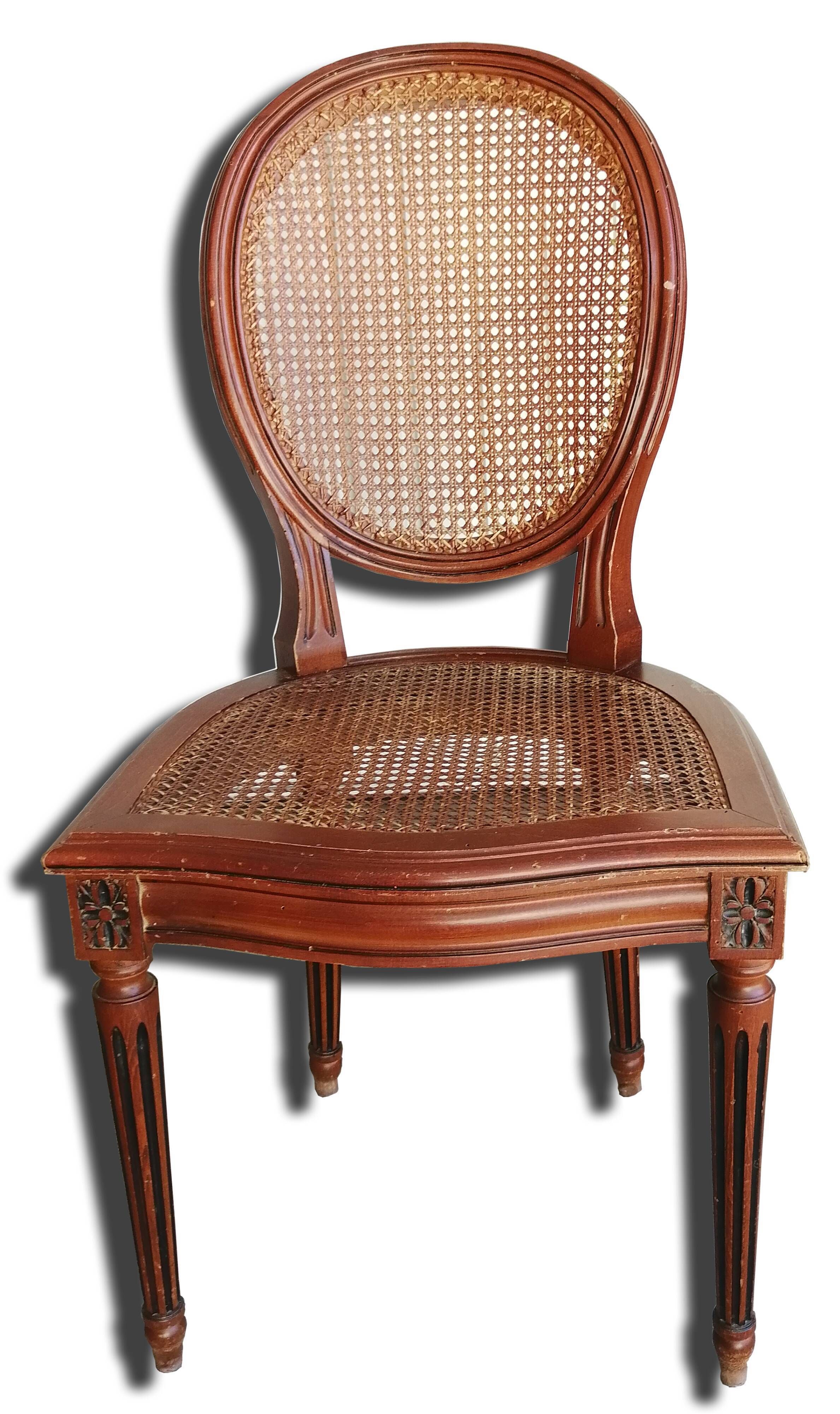 Pair of Louis XVI style medallion chairs vintage cyears