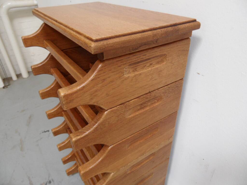 Brutalist oak stackable wine rack 1960's