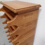 Brutalist oak stackable wine rack 1960's