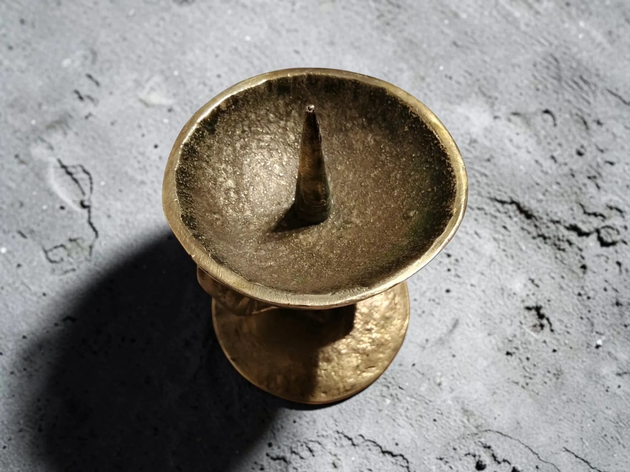 Vintage Brutalist Candle Holder in Solid Brass – Mid-Century Modern Design
