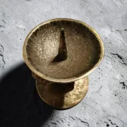 Vintage Brutalist Candle Holder in Solid Brass – Mid-Century Modern Design