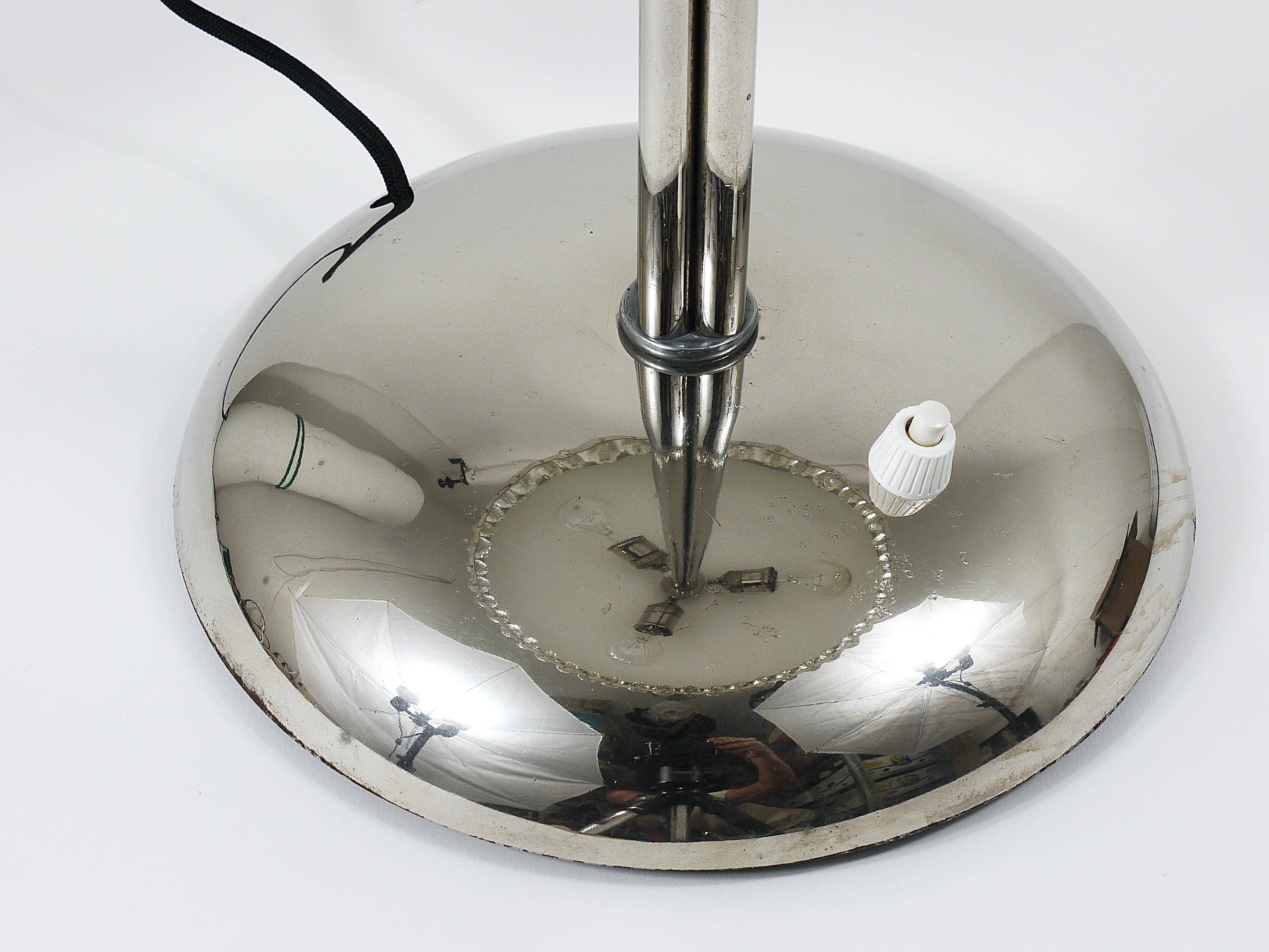 Mushroom Table Lamp in Nickel and Crystal Bakalowits Vienna, Austria, 1950s