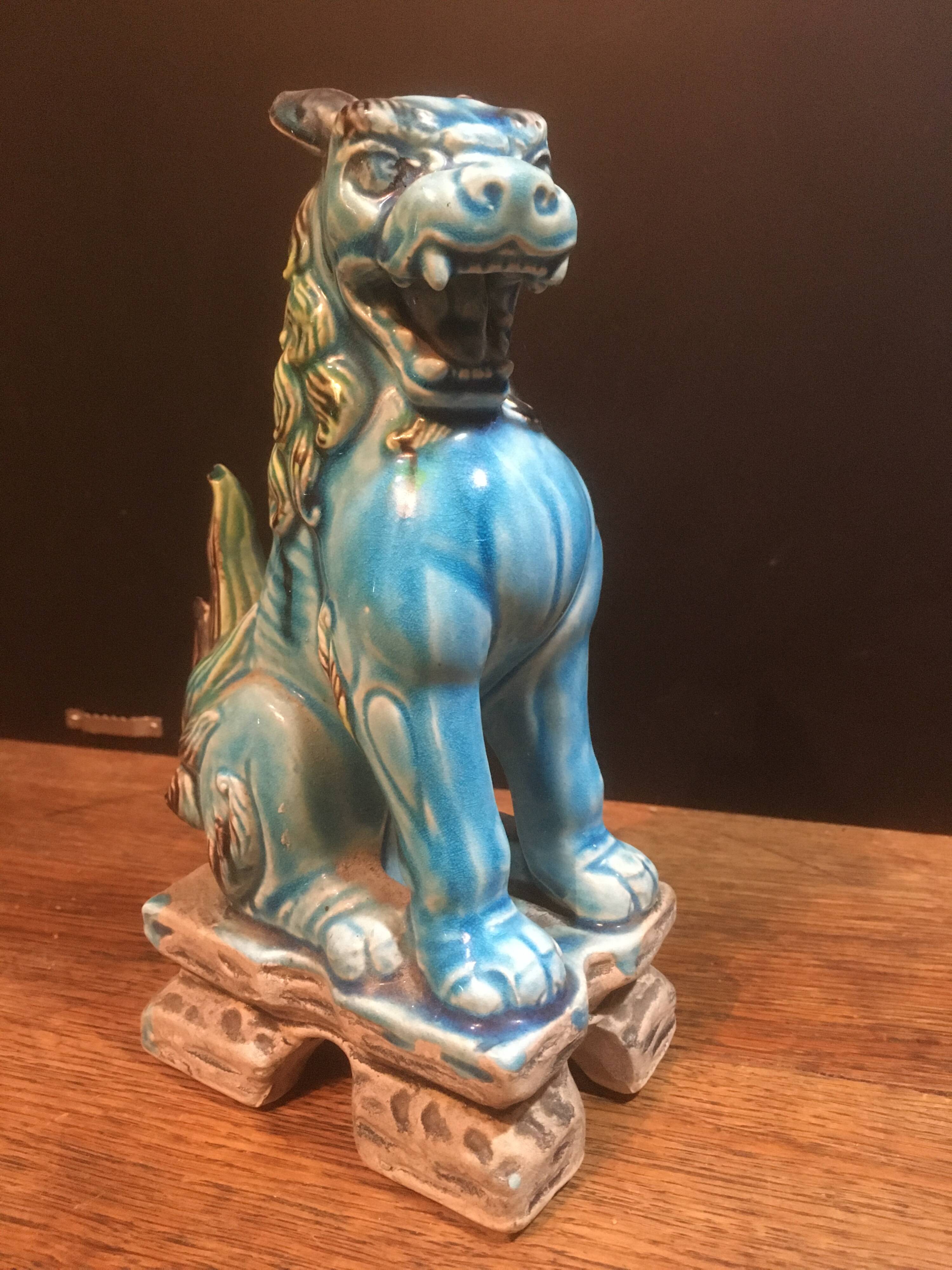 Foo Japan dog in blue ceramic