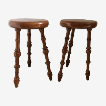 Pair of vintage tripod stools