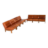 Brutalist 7-piece cognac leather modular sofa