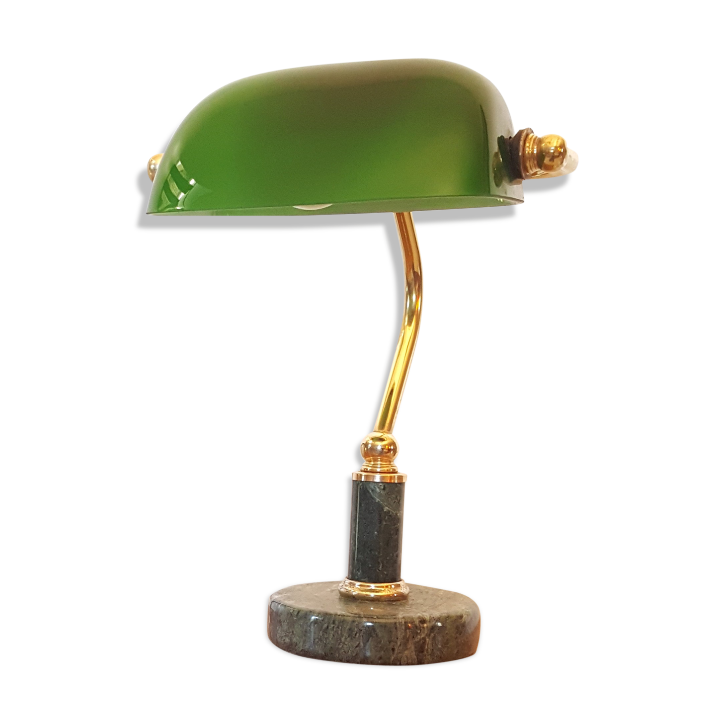 Lampe de banquier ou lampe de notaire en opaline verte
