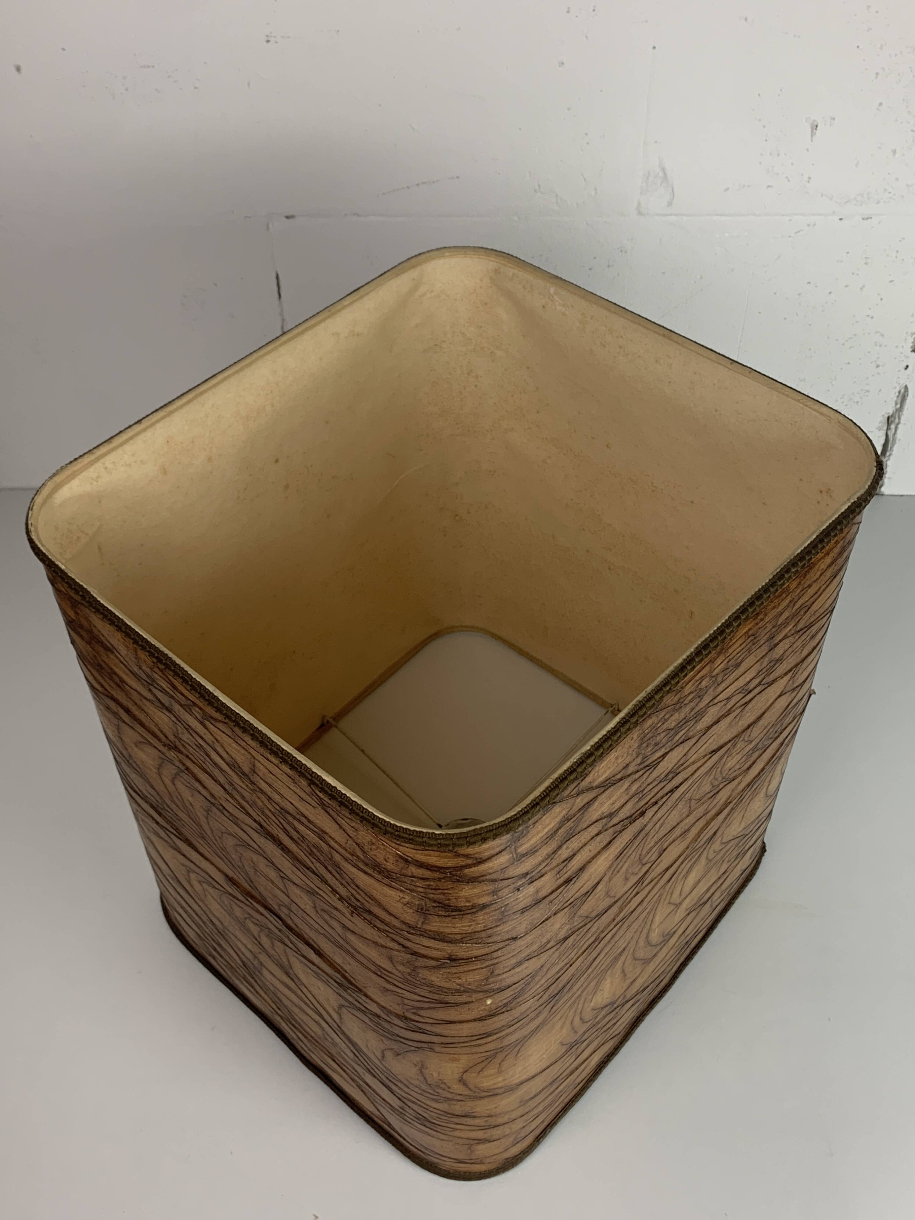 Midcentury Italian sculptural large table lamp with wood veneer shade