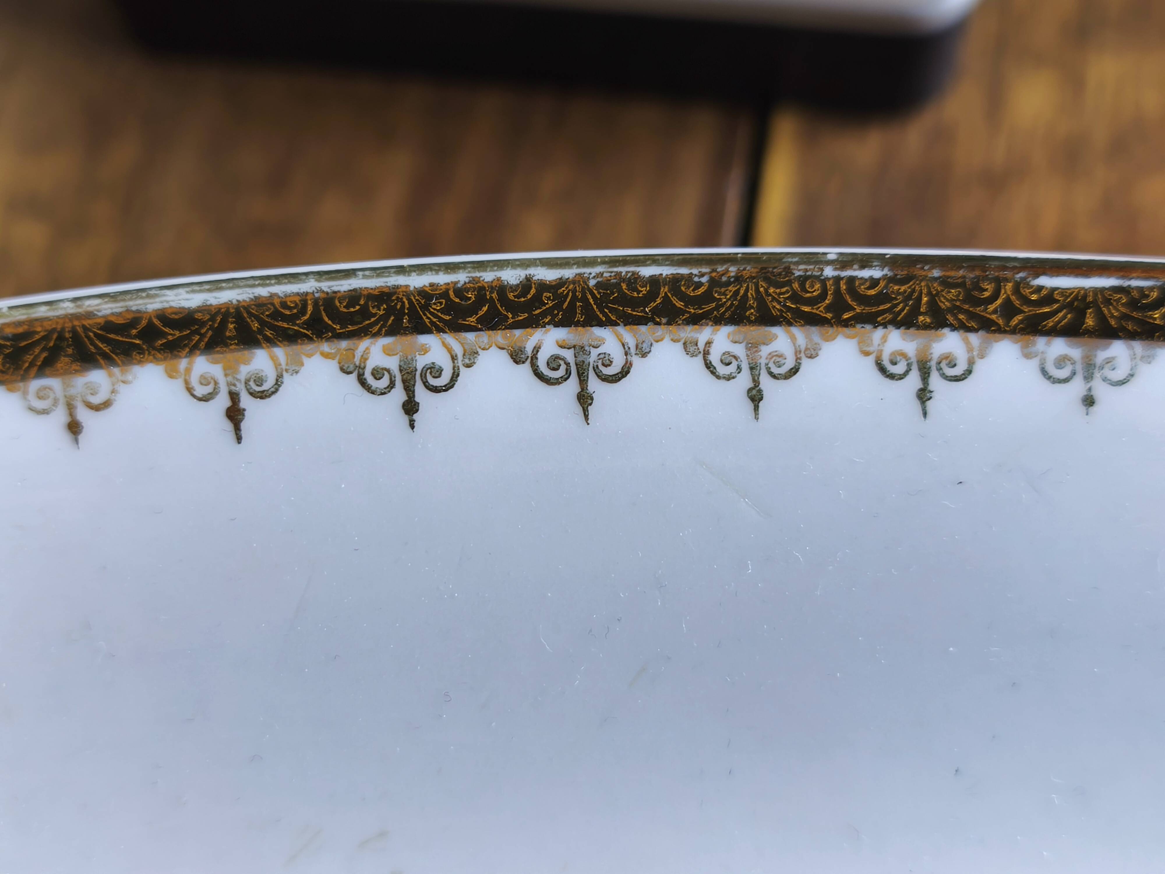 Large oval Winterling Bavaria porcelain dish with gold frieze Excelsior decoration