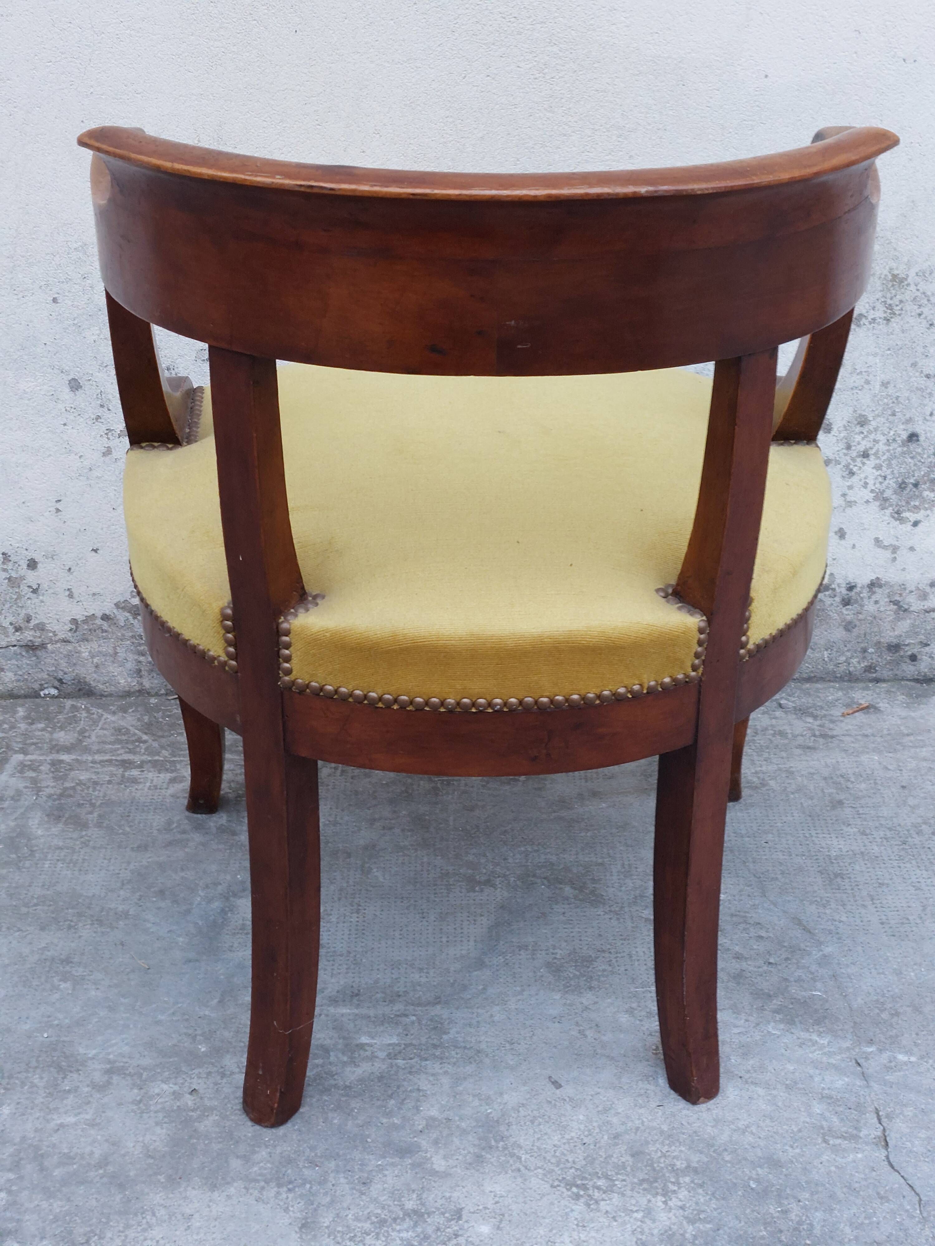 Louis Philippe office armchair in solid walnut