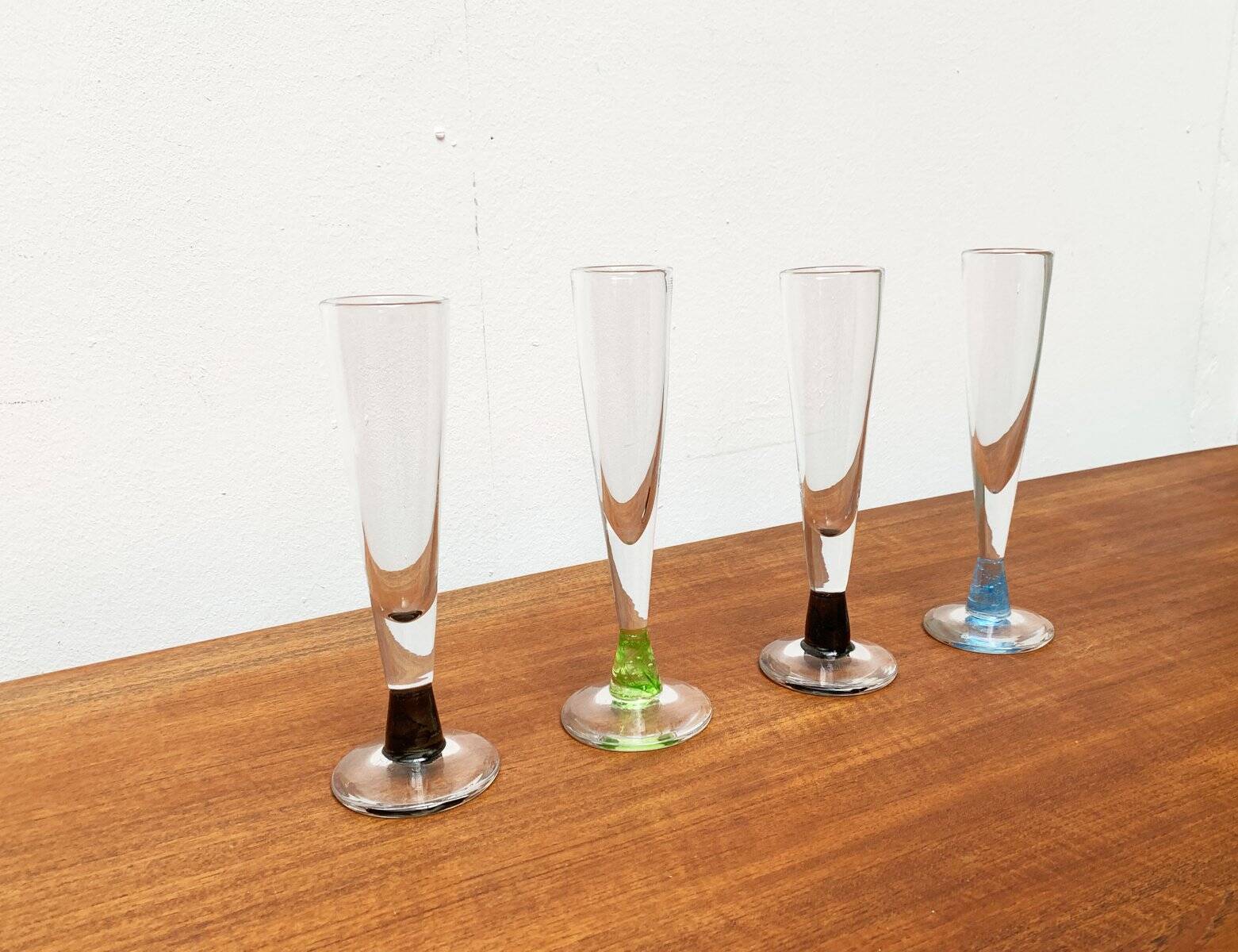 German Champagne Glasses by Regina Kaufmann for Glashagen Hütte, Set of 4
