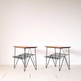 Paire de tables d'appoint en bois et métal