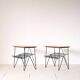 Pair of wooden and metal side tables