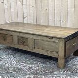 Chestnut coffee table XIXth with 3 drawers and extensions