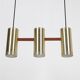 Rare lampe suspendue "Cylinder III" par Jo Hammerborg pour Fog & Mørup / années 1960 / design danois moderne du milieu du siècle / Teck / Laiton
