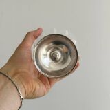 Set of 2 vintage glasses in metal and thick chiseled glass