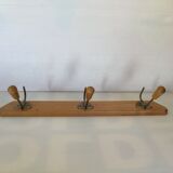 Wooden coat rack wall 3 hooks