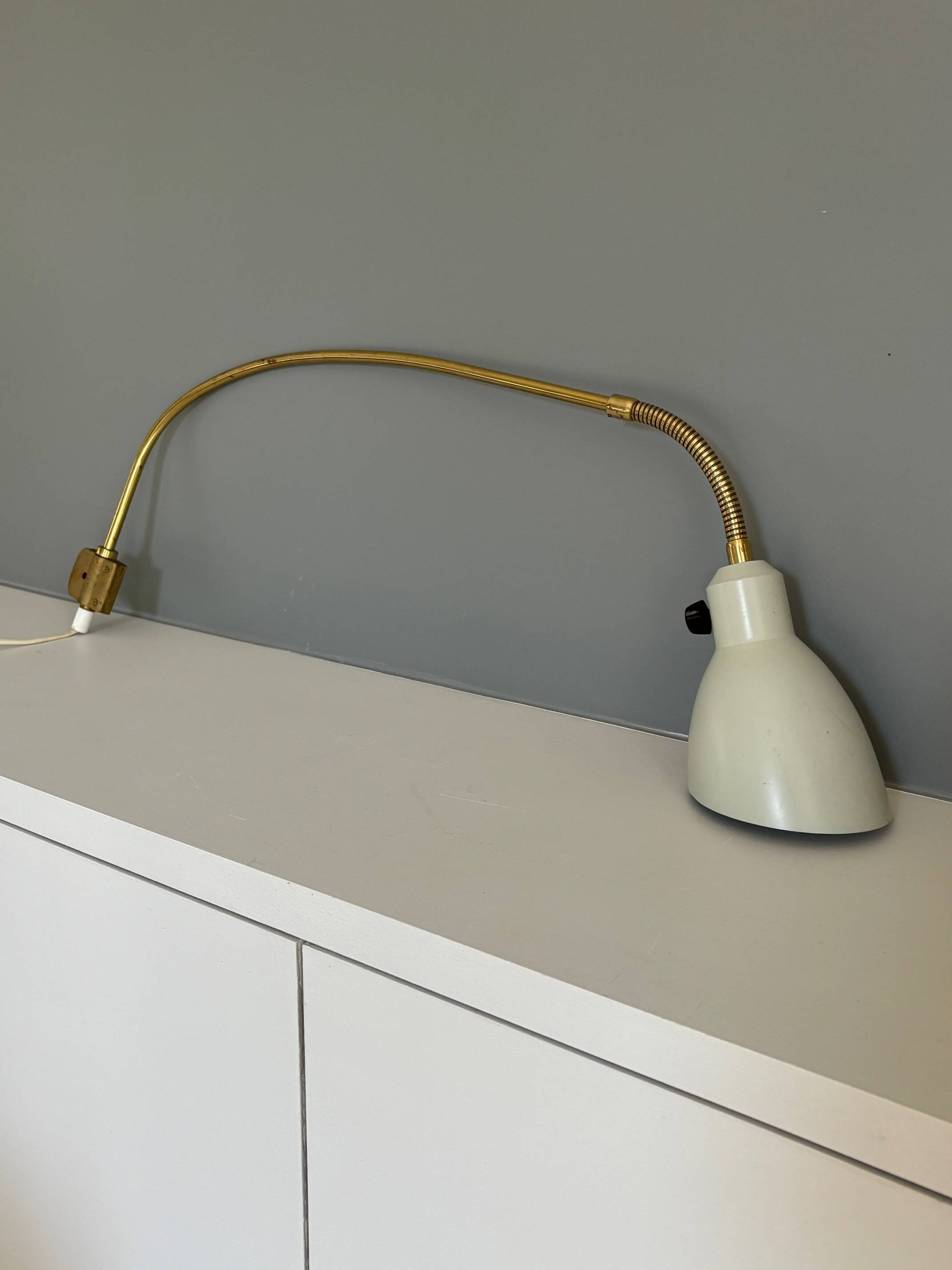 articulated brass wall light - Sweden 1960s