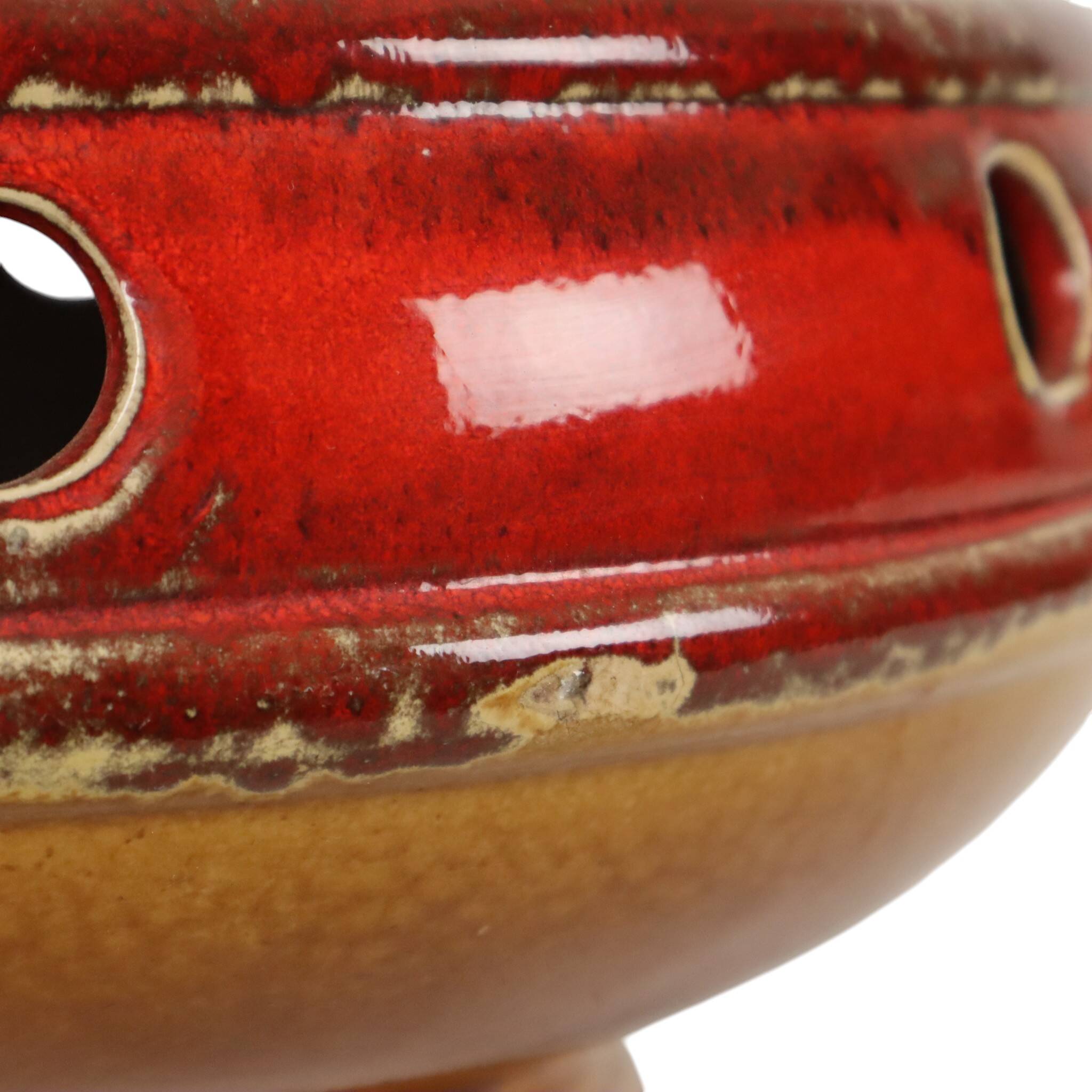Large Red and Yellow Ceramic Lamp Base, Kil, Scandinavia, 51 cm